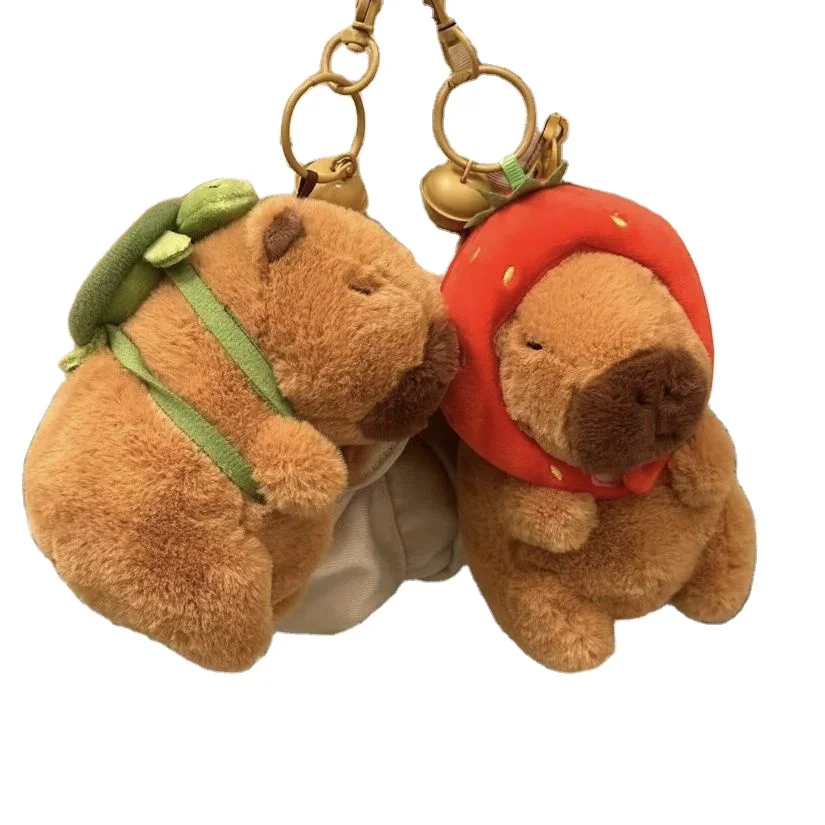 Wholesale Hot Sale Stuffed Animal Toys Kawaii Capybara Stuffed Plush Keychain Capybara Plush Keyring Toys