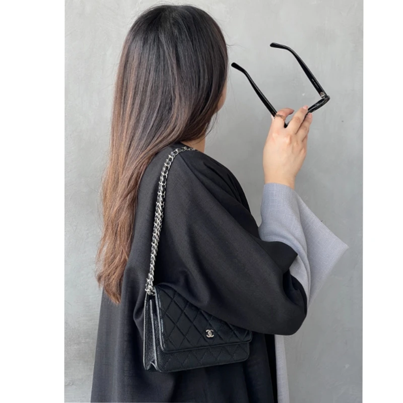 Colorblock Inner Dress Headscarf Muslim Women Dress Black Abaya Dubai