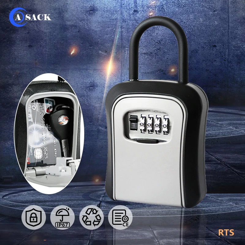 Asack G7 combination hangable hook lock key box realtor metal aluminum alloy security wall mounted safes for real estate