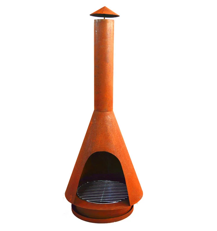 Fashion outdoor camping heating wood burning rust color fire pit chimney