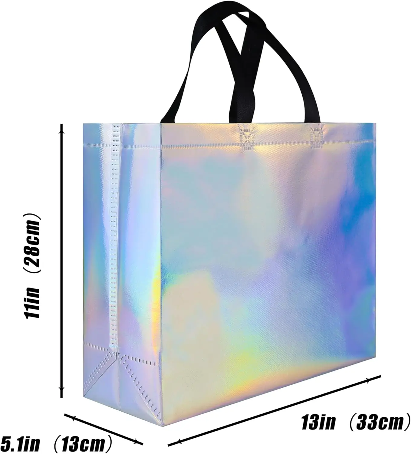 12.6x4.7x11 In 90gsm pp Non-woven Reusable Goodies, Iridescent Glossy Gift Bags Christmas Gift Bags for Birthday/