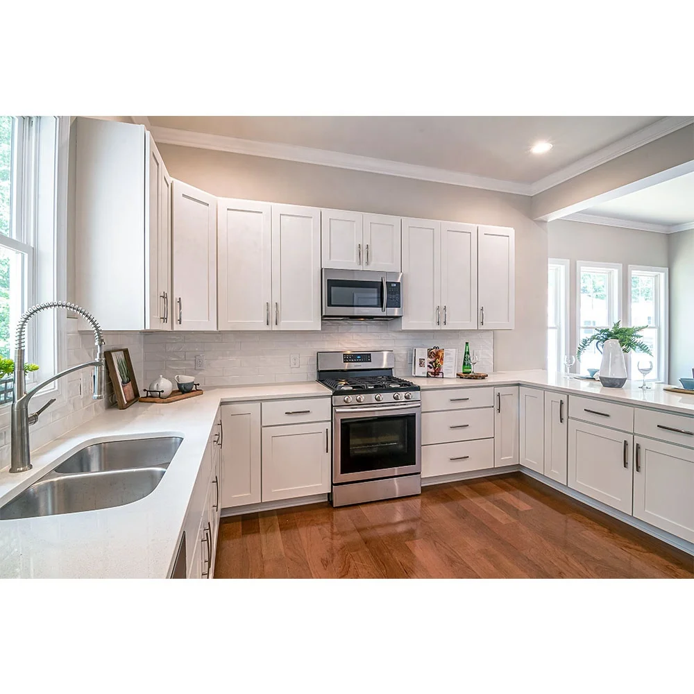 Complete Full Set White Kichen Cabinets Modern Design Kitchen Furniture Wooden Shaker Modular Model Sets Kichen Cabinets