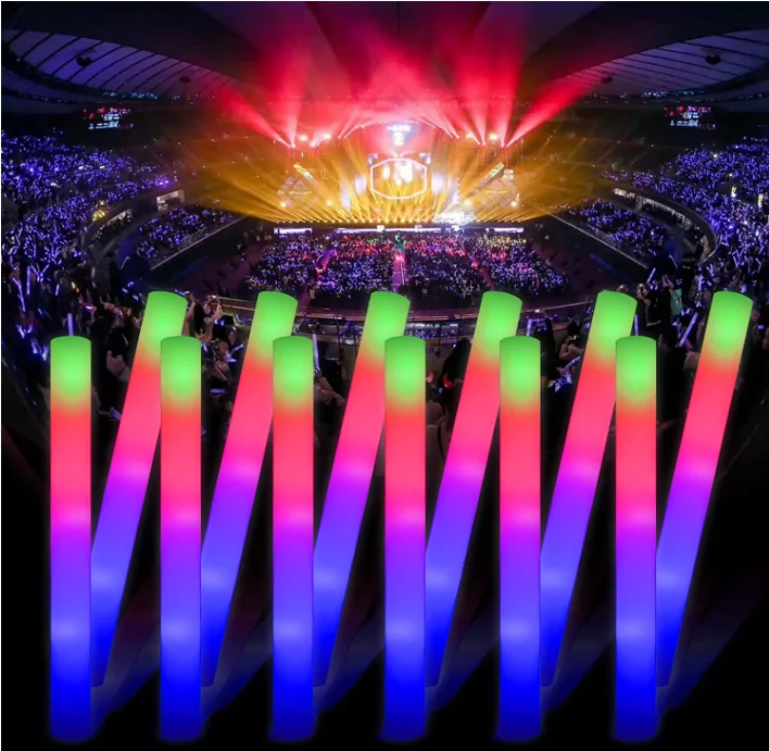 Logo Printing Flashing Effect Light up Foam Sticks 48X4cm LED Foam Glow Sticks Custom Led Foam Sticks for Party