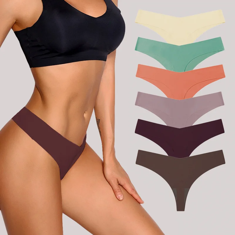 Low waist ice silk bare feeling seamless cotton crotch breathable large size underwear women sexy one piece underwear