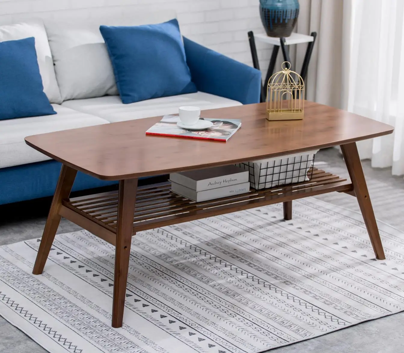 Simple Modern Living Room Furniture Solid Wood Bamboo Central Coffee Tea Table