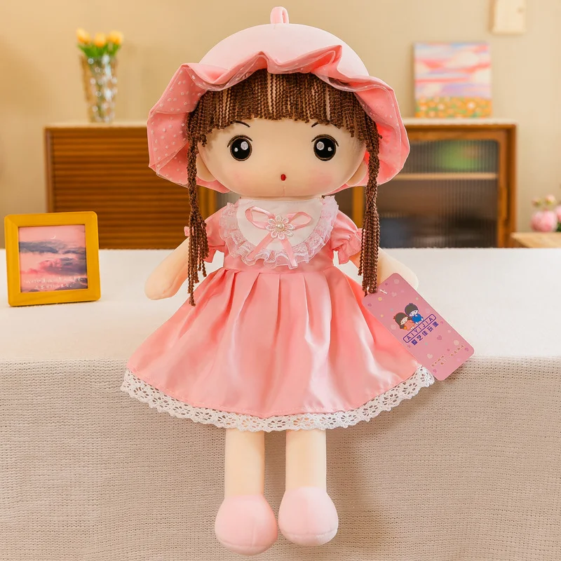Hot sale little girl plush toy soft girl doll custom plush toys kids beautiful sleeping companion doll for girl
