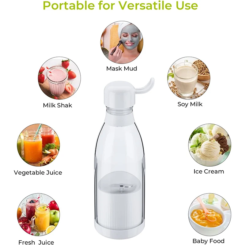 4 Blades Portable Blender Personal Blender for Fresh Juice Shakes and Smoothies Water Bottle Juicer Fruit Mixer USB Blender
