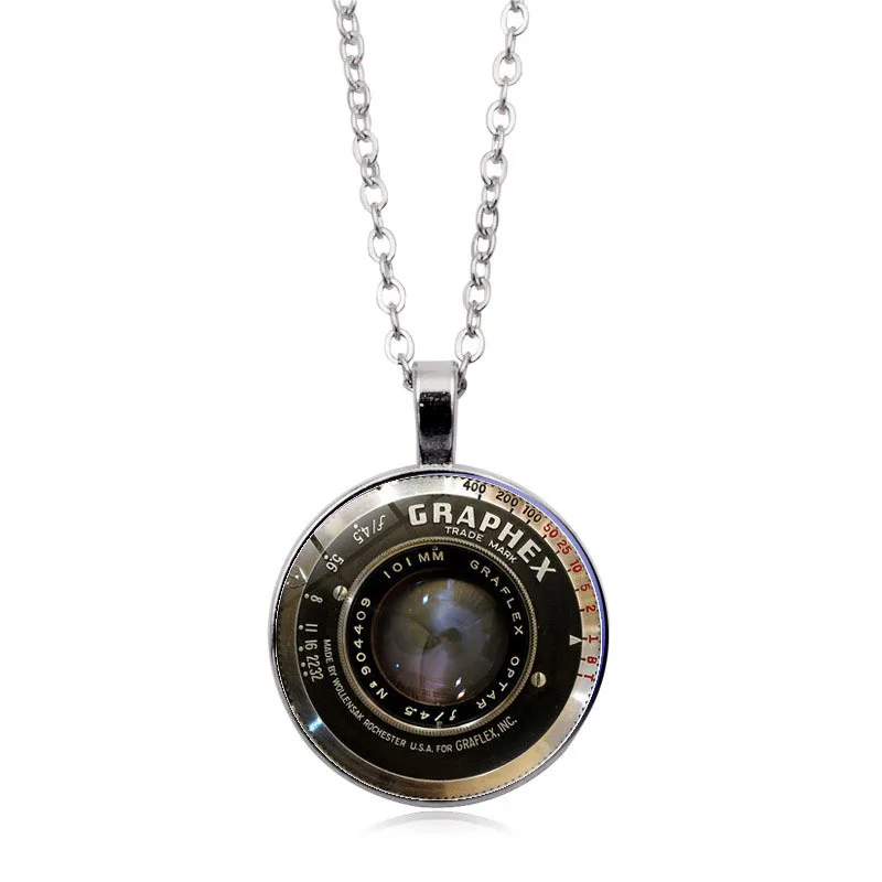 Retro camera lens time gemstone pendant necklace mini hidden camera