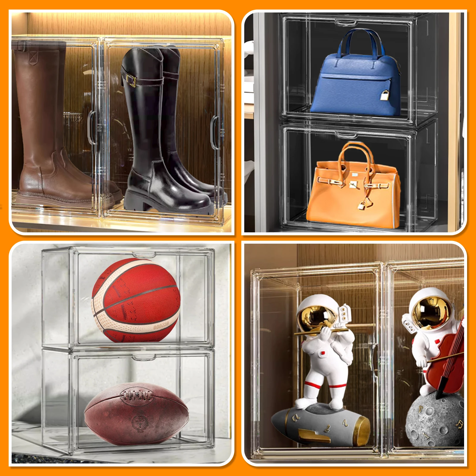 Wholesale Transparent Foldable Shoes Organizer Box Collapsible Portable Shoe Rack Organizer Shoe Case