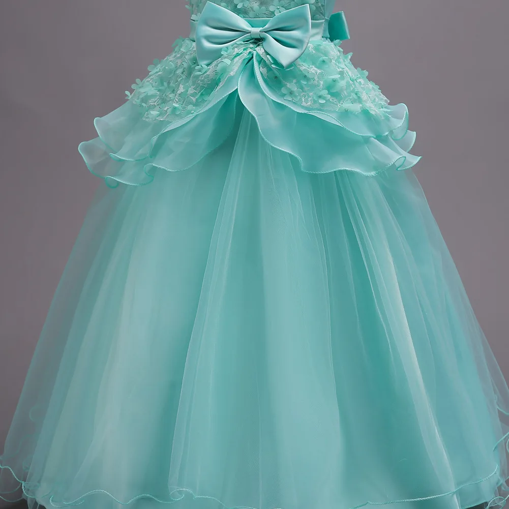 Chinese supplier New fashion 3D ruffle flower layered  kids ball gown flower girls dress party