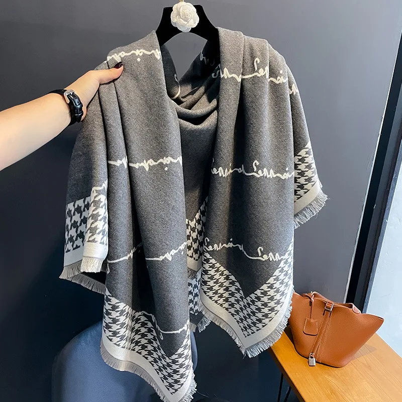 Imitation Cashmere Scarf for Women Personalized Luxury Design Shawls Wraps Capes Blanket Poncho Winter Thick Warm Pashmina Scarf