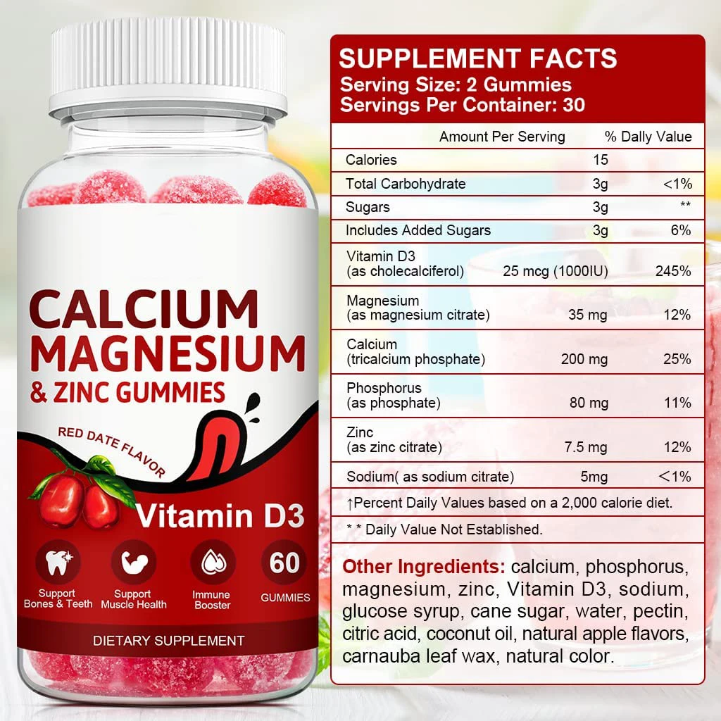 Иммунная поддержка кальция магния цинк и витамин D жевательные кальциевые добавки для сильных здоровых костей