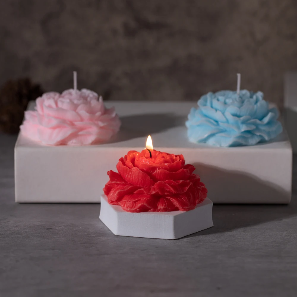 Rose Flower Ball Shape Fragrance Candle Rose Scented Candles Home Bedroom Geometric Decoration Ball Wax Fragrance Candle Gift