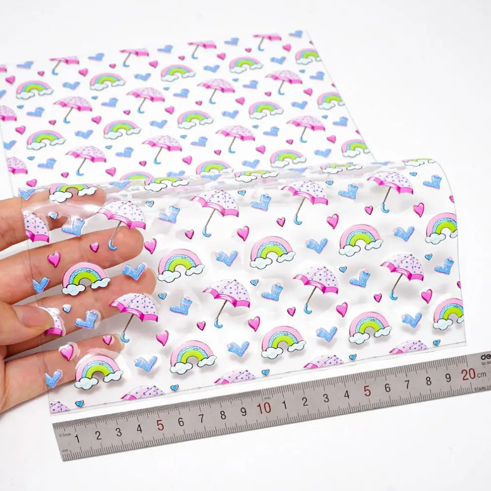 30*120Cm Transparent PVC Vinyl Leather Cartoon Printing PVC Clear See Fabric For Sewing Patchwork