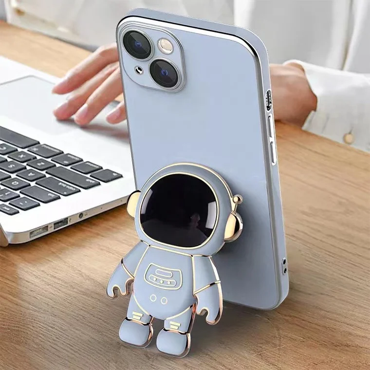 Astronaut Kickstand Electroplating Phone Case Shockproof Cover 6d Phone Case Cover For Iphone 11 12 13 14 Pro Max