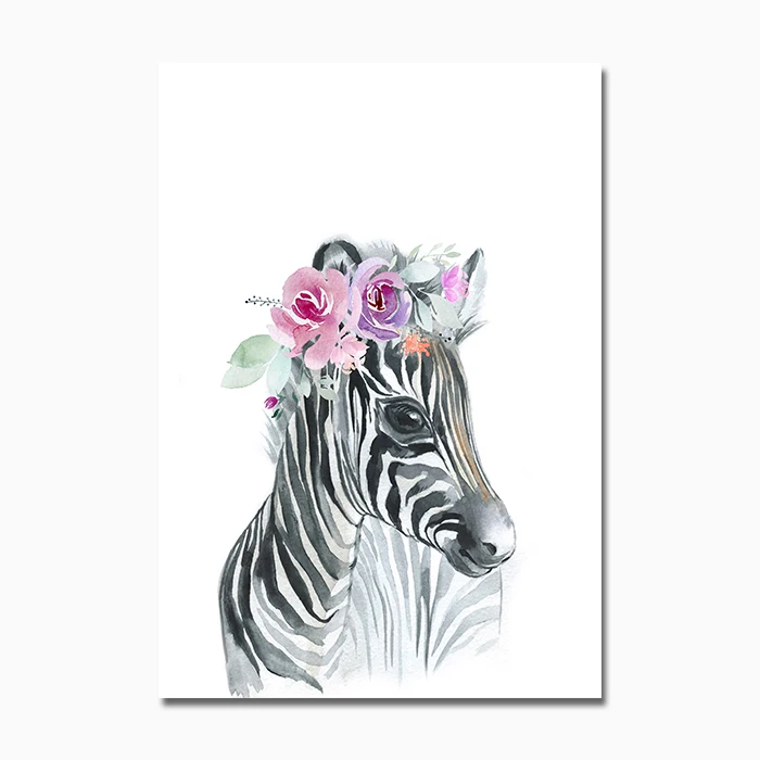 Painting Wall Pictures Kids Baby Bedroom Decor Flower Animal Canvas Poster Lion Zebra Elephant Giraffe Nursery Wall Art Print