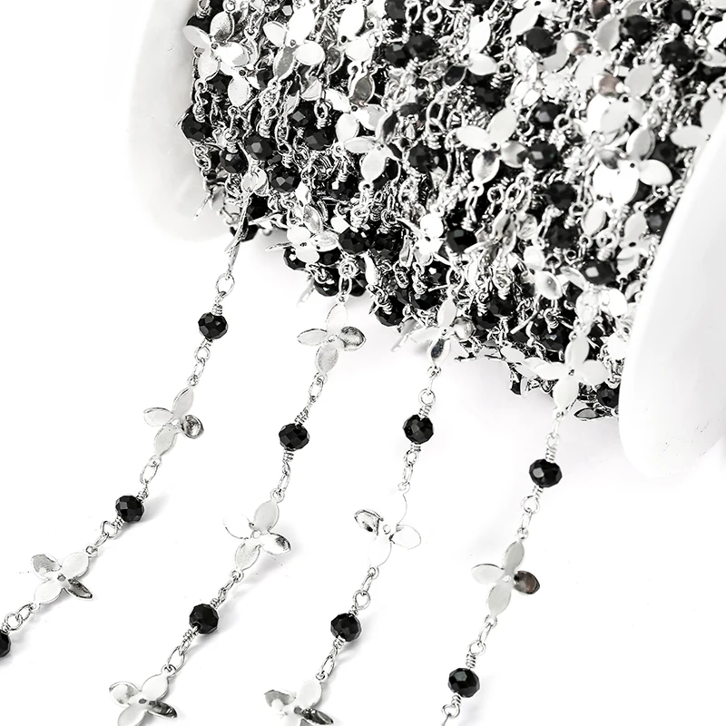 1metre 12 styles copper black glass zircon arrangement trim metal chain stitched for Wedding Dress bag decoration accessories Y7
