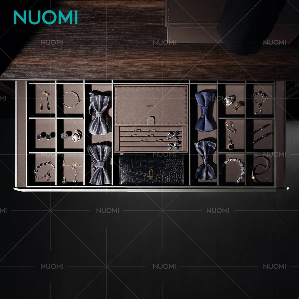 NUOMI HERA Bedroom Wardrobe Hardware Soft Close Decorations Shelf Drawer Pull Out Sliding Organizer Metal Leather Jewelry Tray