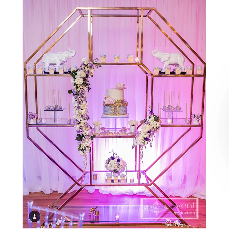 Wedding furniture wedding decoration stainless steel wine shelf events bar backs wine rack for party