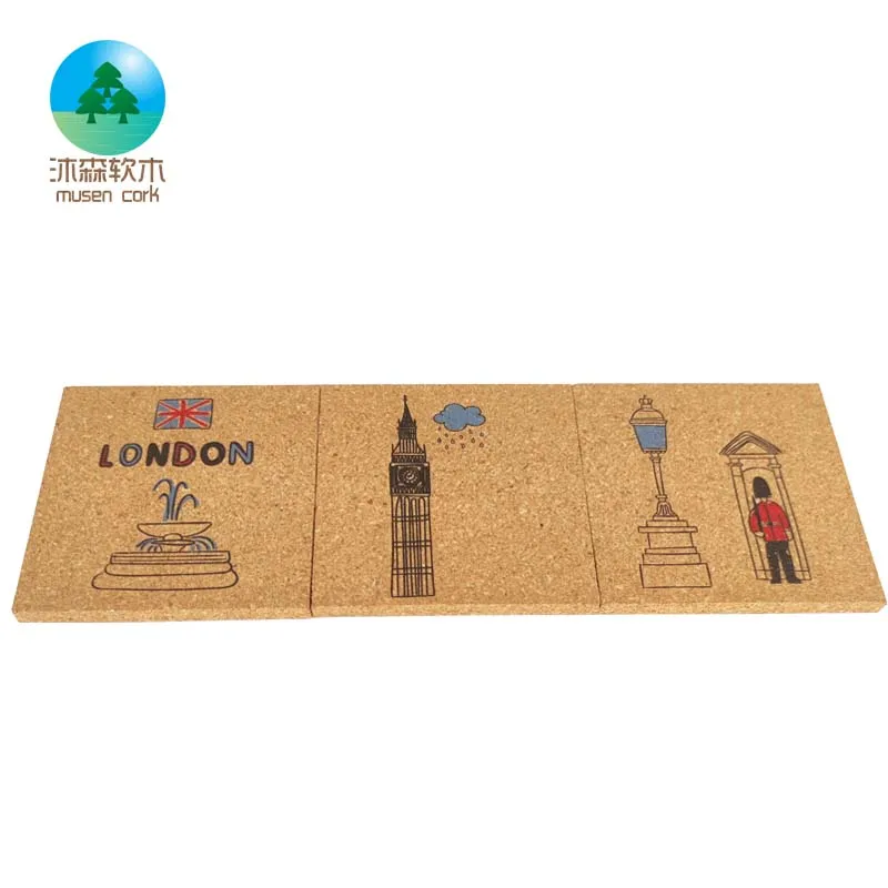 Musen Hot-selling Britain Sublimation Printing coaster with cork cork plant mat coaster