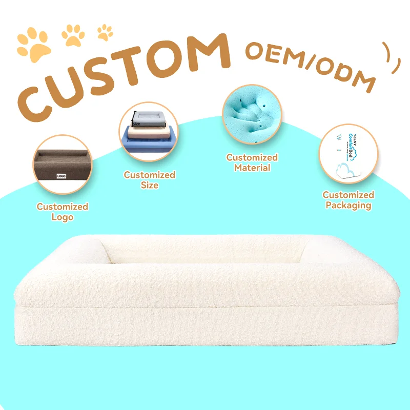 Hot selling Custom luxury Orthopedic Dog Bed designer waterproof Memory Foam Washable Pet puppy Large Dogs