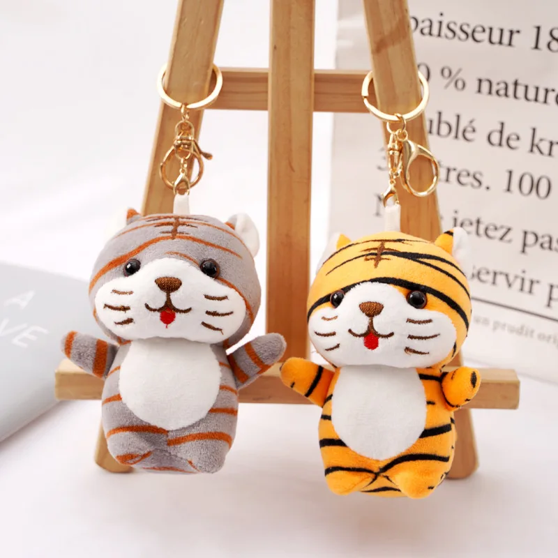12cm Cute Tiger Plush Keychain Pendant Toy Bag Decoration Rag Dolls Little Gift for Children Friends Stuffed Animal Plush Toys
