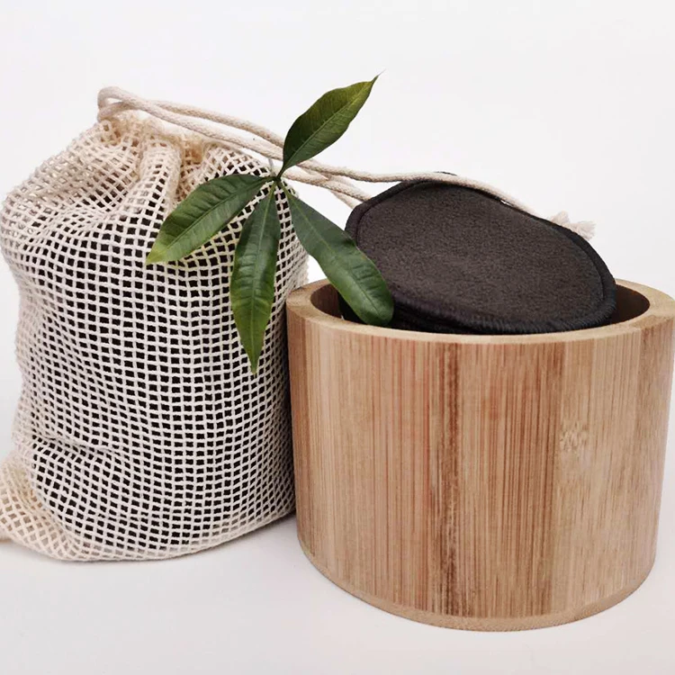 
New Reusable Bamboo Charcoal Fiber Washable Rounds Pads Makeup Remover Bamboo Charcoal Cleansing Cotton 