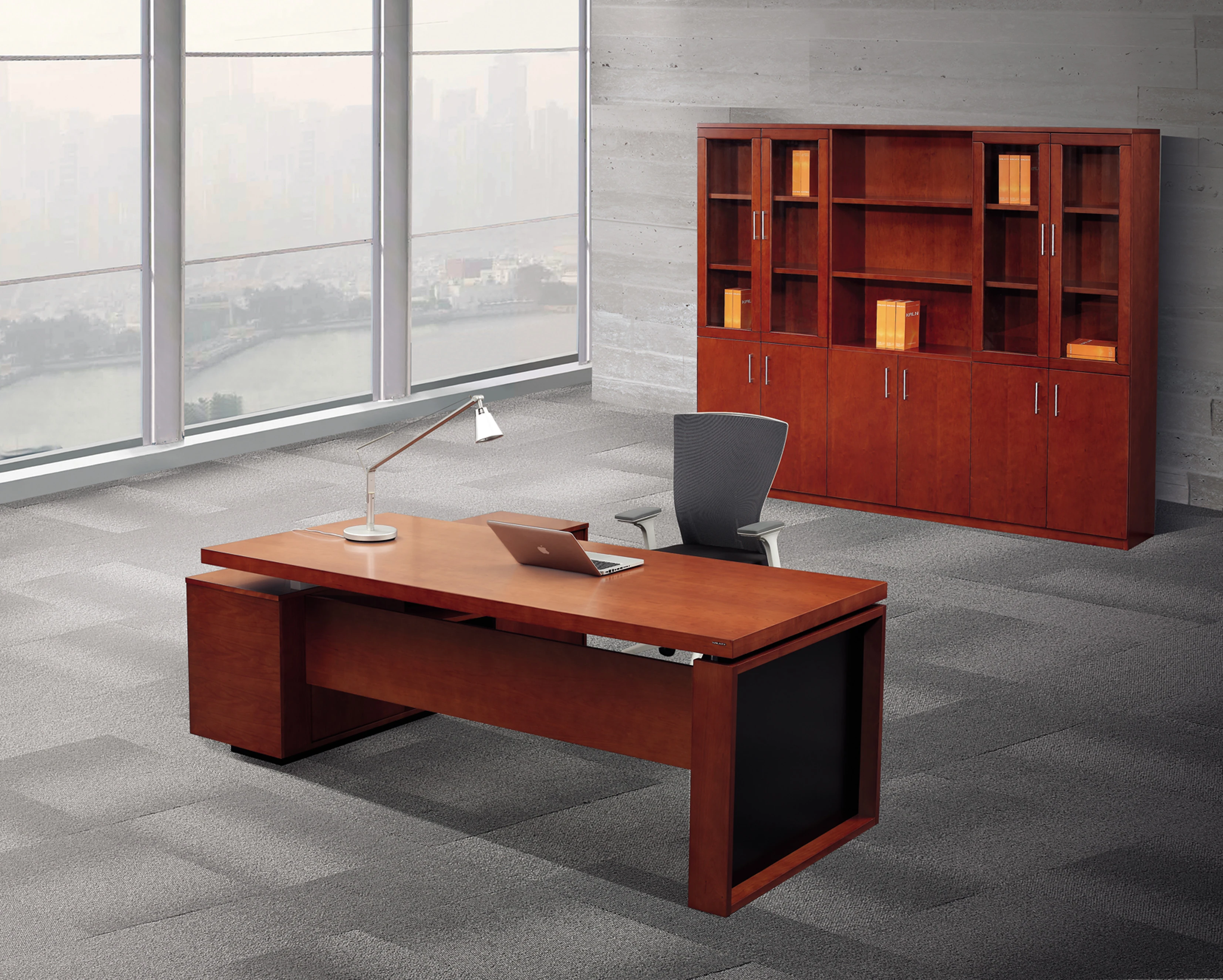 Роскошная Современная коммерческая мебель твердый деревянный стол для менеджера L-образный боковой шкаф директорский офисный