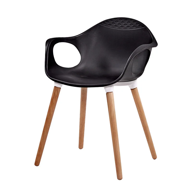
OEM Leisure Way Home Furniture Plastic Coffee Armchairs with Wood Legs 