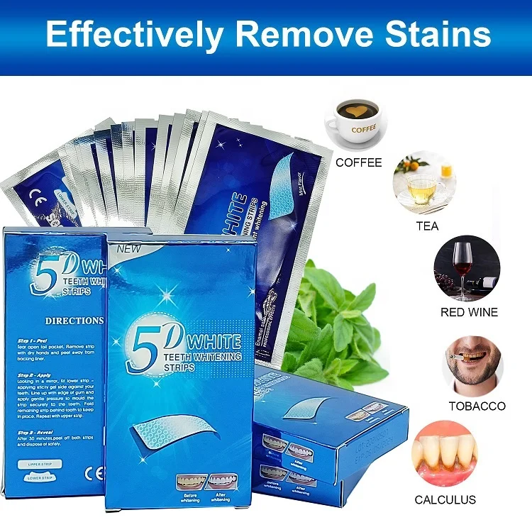 Hot Selling 5D Gel Teeth Whitening Strips White Tooth Dental kit Oral Hygiene Care Strip