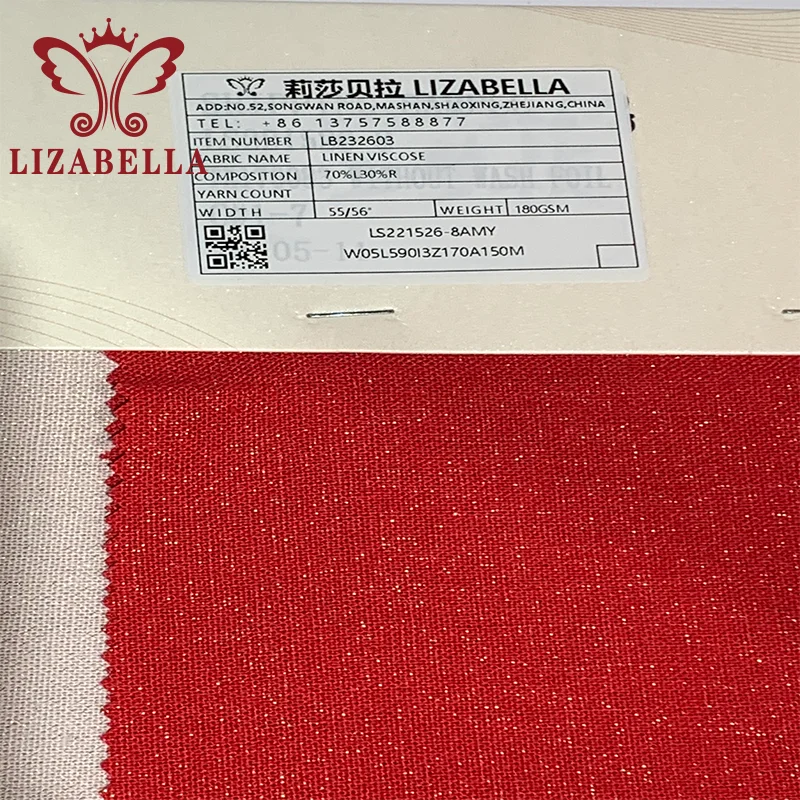 Тканые 70% льняные и 30% вискозные ткани для одежды