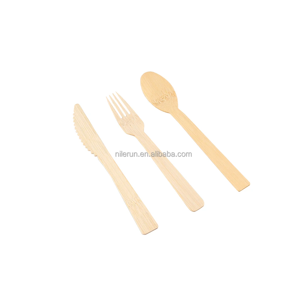 Fruit Cake Dessert Dumplings Instant Noodles Cheap Biodegradable Bamboo Knives Forks Spoons Disposable Tableware Cutlery Set