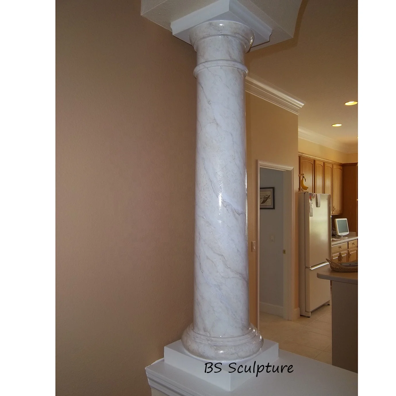 Подгонянная ручная резная колонна из натурального камня римская белая мраморная
