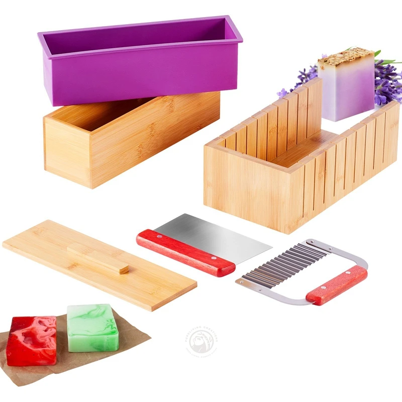 Premium Soap Making Kit Bamboo Soap Cutter and Mold and Cutter for Handmade Soap