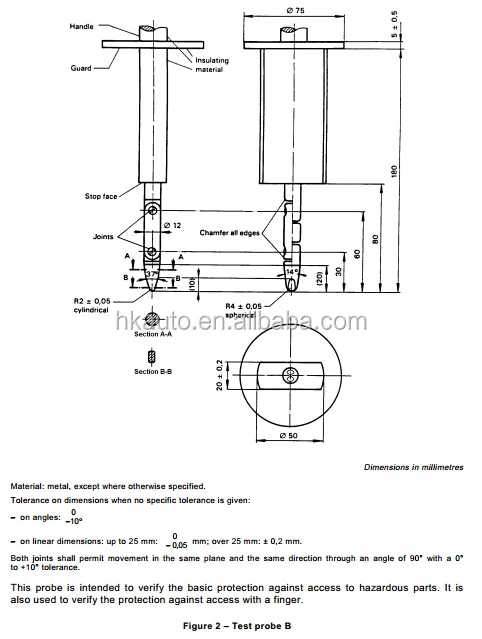  Jointed Test Finger IP2 Probe IEC60529