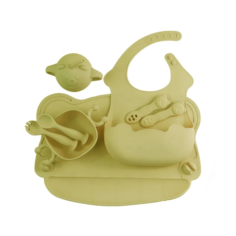 Bpa Free Food Grade Silicone Tableware Toddler Baby Silicone Suction Plate Modern Kids Bowl Silicone Baby Feeding Set