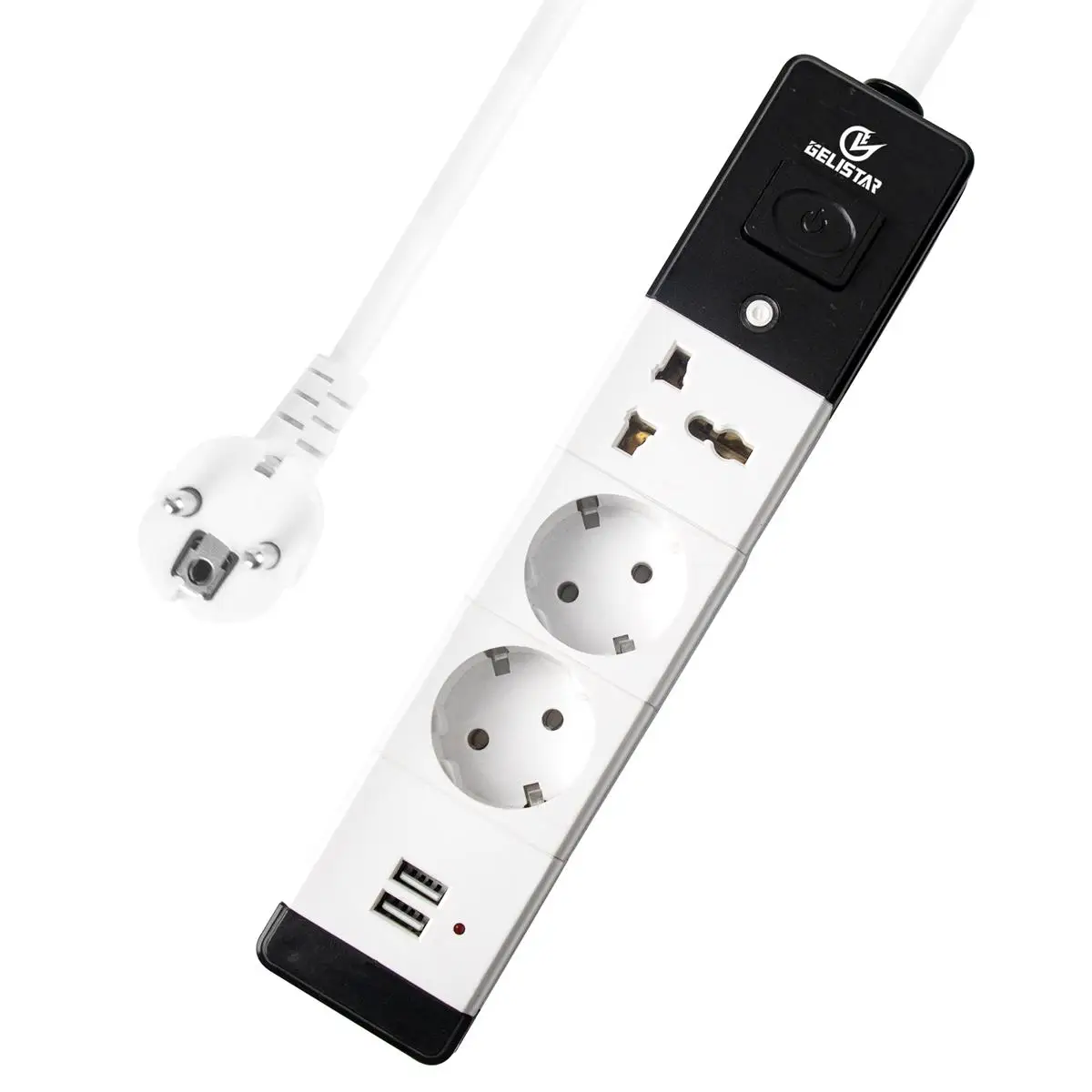 3 Way 2 USB EU Extension Socket With surge protect switch  With 3/5/8 Meters Cable Electrical Power Strip
