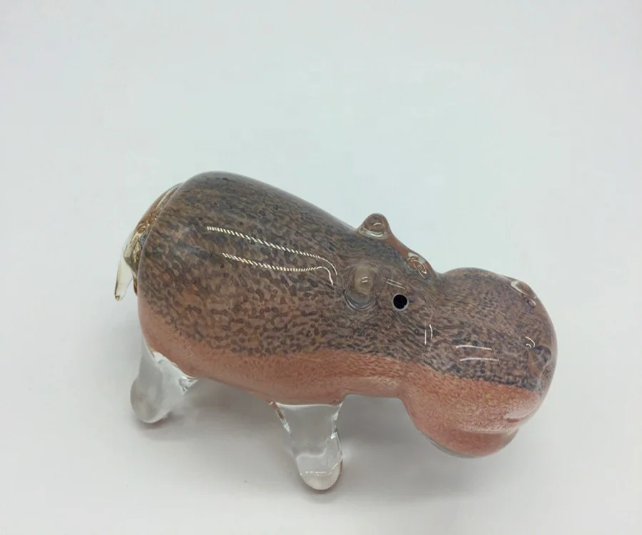 Antique small murano glass hippo figurines