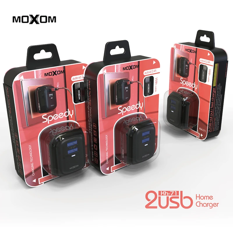 MOXOM 2.4A Home Charger UK Plug 2USB Charger Hot Selling Phone Charger