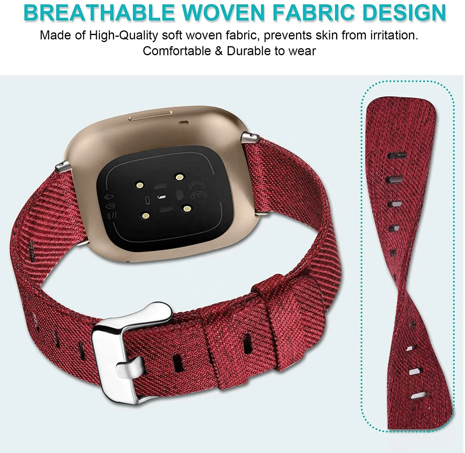  Ремешок из нейлоновой ткани для часов Fitbit Sense / Versa 3 роскошный ремешок