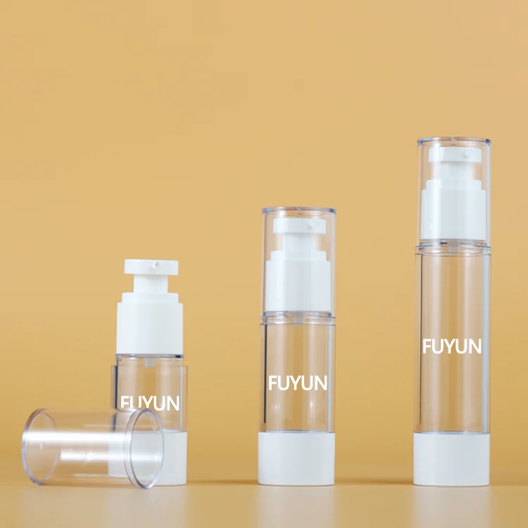 Fuyun in Stock Cosmetic Packaging Plastic Spray Bottle 5ml 10ml 15ml 30ml 50ml Vacuum Clear Airless Pump Bottle
