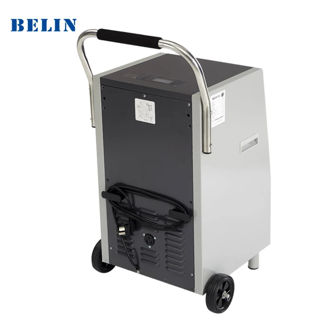 138L per day commercial dehumidifier with universal wheels hand push rod