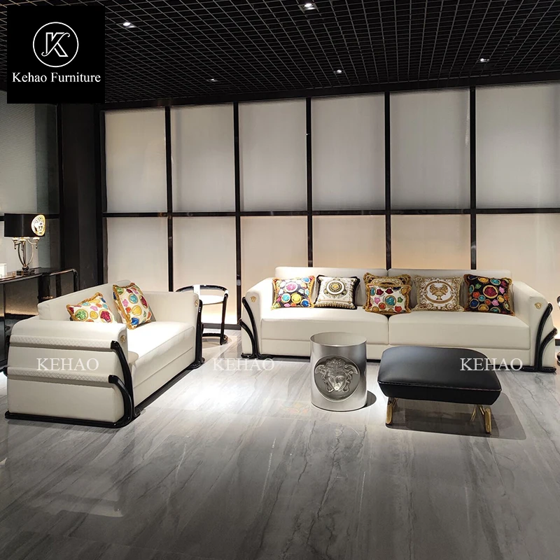 Versaces design sofa set furniture living room modern luxury white leather couch sofas for home luxury italian sofa sets