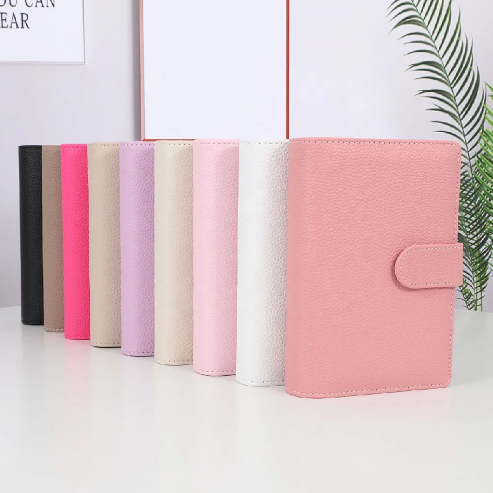 Hongbo Best Selling 20 Colored 6 Gold Ring Luxe A6 Leather Budget Binder Money Organizer System with Zipper Fly Leaf Available