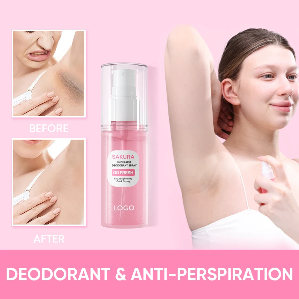 Oem Brightening Underarm Spray Quick Drying Effectively Anti Perspirant Sakura Fragrance Mist Deodorant Perfume Spray For Body