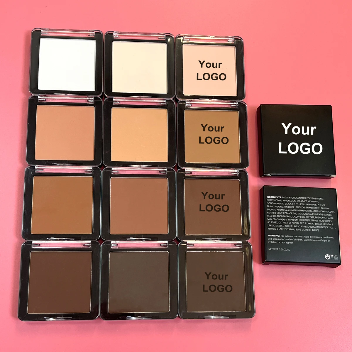 Oem customized private label waterproof face contouring powder matte nude vegan makeup pressed powder