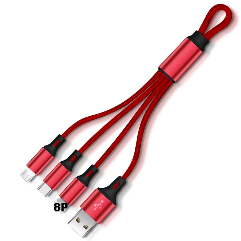 Новый дизайн, USB-порт Micro USB Тип C, светящийся нейлоновый плетеный 3 в 1 5A кабель для быстрой зарядки для iPhone для Samsung