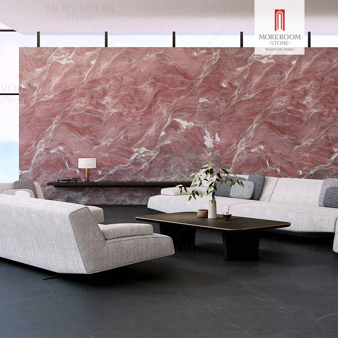 3200x1600 Polished Modern Large Format Red Marble Ceramic Slab Hotel Decor Tile