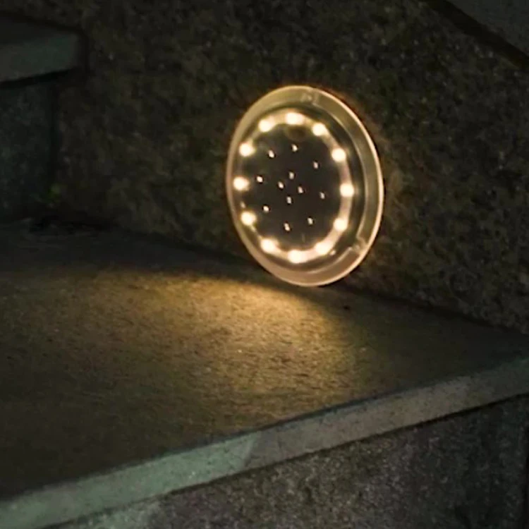 Outdoor Solar LED Round Paver Waterproof Crystal Glass Landscaping Solar Ice Brick Buried LED Garden IP65 Solar Brick Light