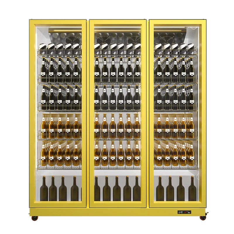 Новинка, желтые коммерческие морозильные камеры, охладитель для стеклянных дверей, охлаждающий дисплей для морозильной камеры